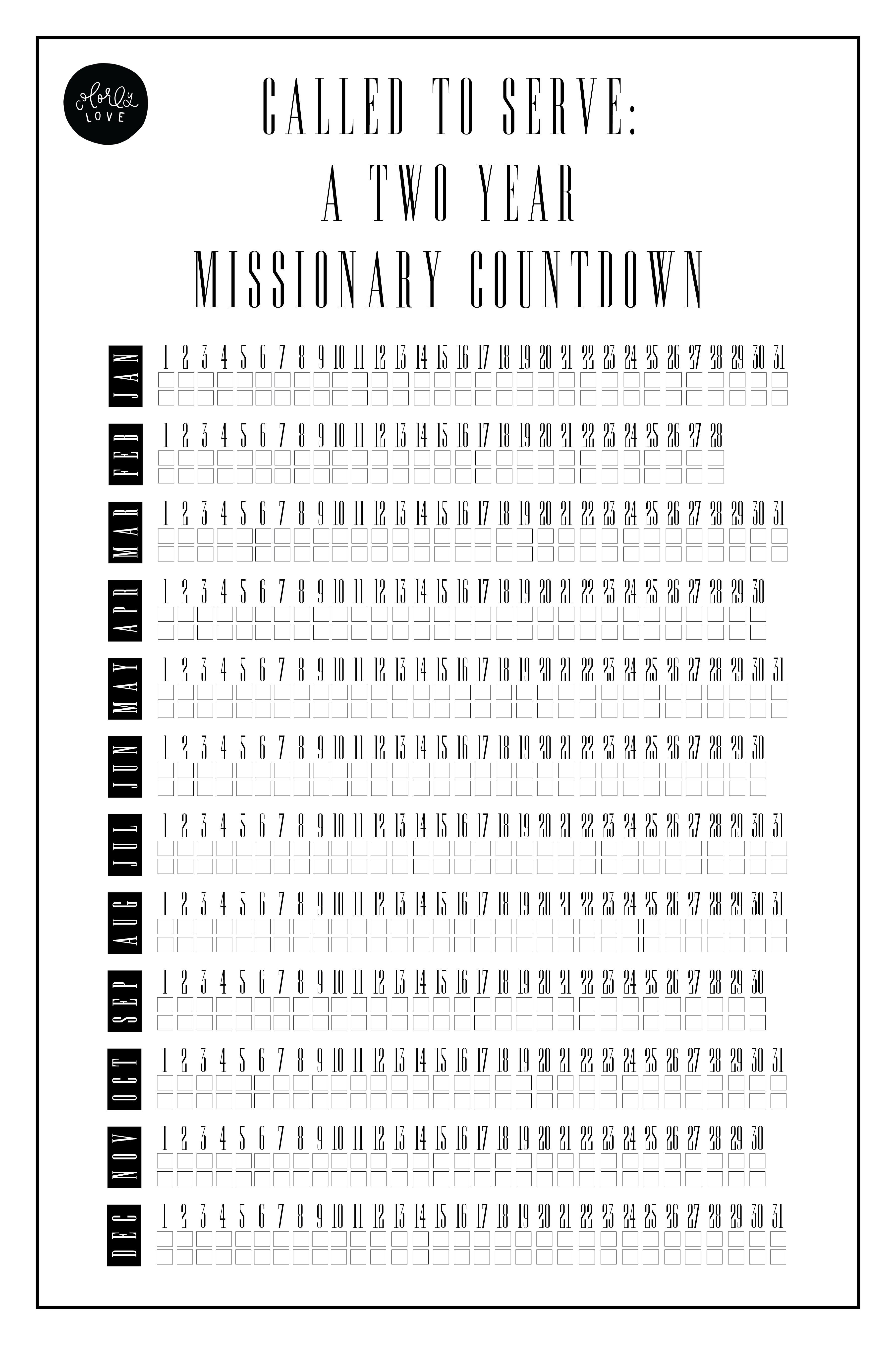 Missionary Countdown Chart Colorly Love